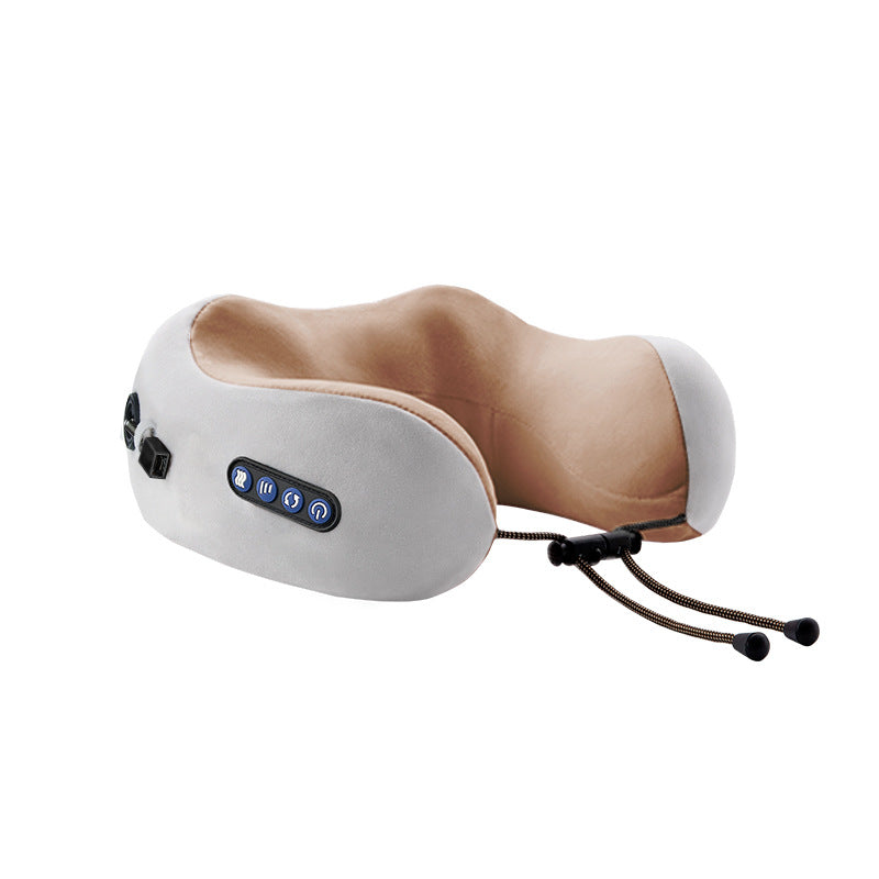 Electric U-Shaped Memory Foam Neck Massager Pillow for Travel & Home | 电动U型记忆棉颈椎按摩枕 (旅行家用两用)