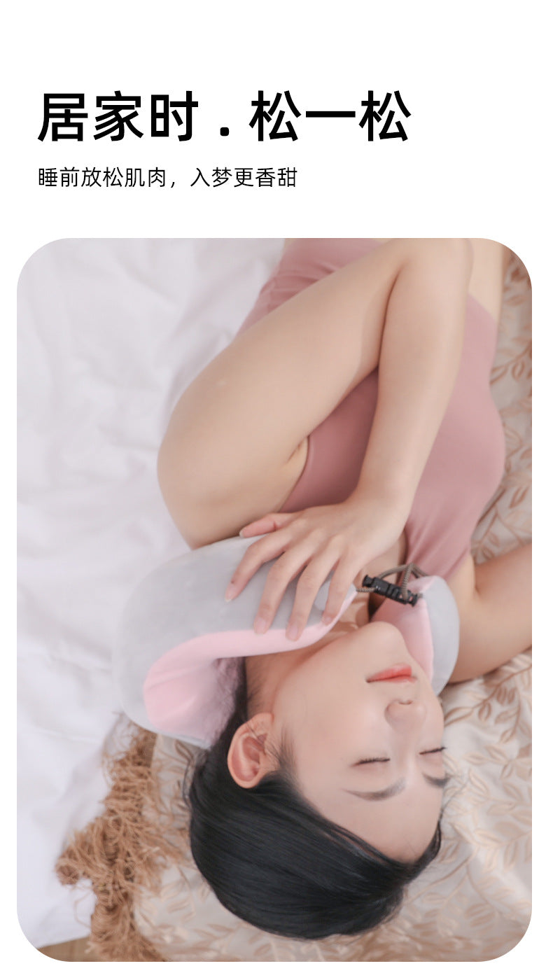 Electric U-Shaped Memory Foam Neck Massager Pillow for Travel & Home | 电动U型记忆棉颈椎按摩枕 (旅行家用两用)