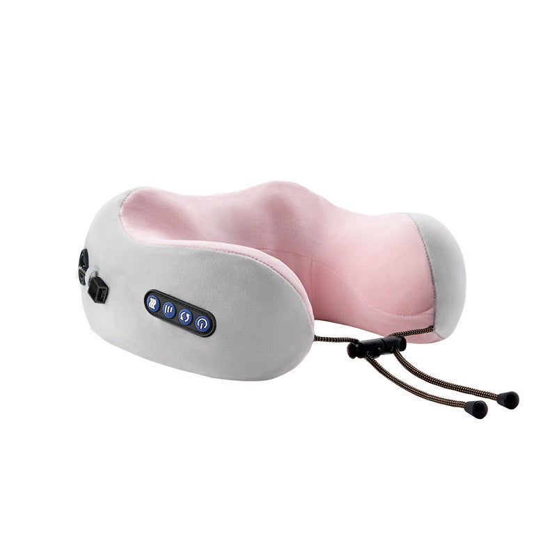 Electric U-Shaped Memory Foam Neck Massager Pillow for Travel & Home | 电动U型记忆棉颈椎按摩枕 (旅行家用两用)