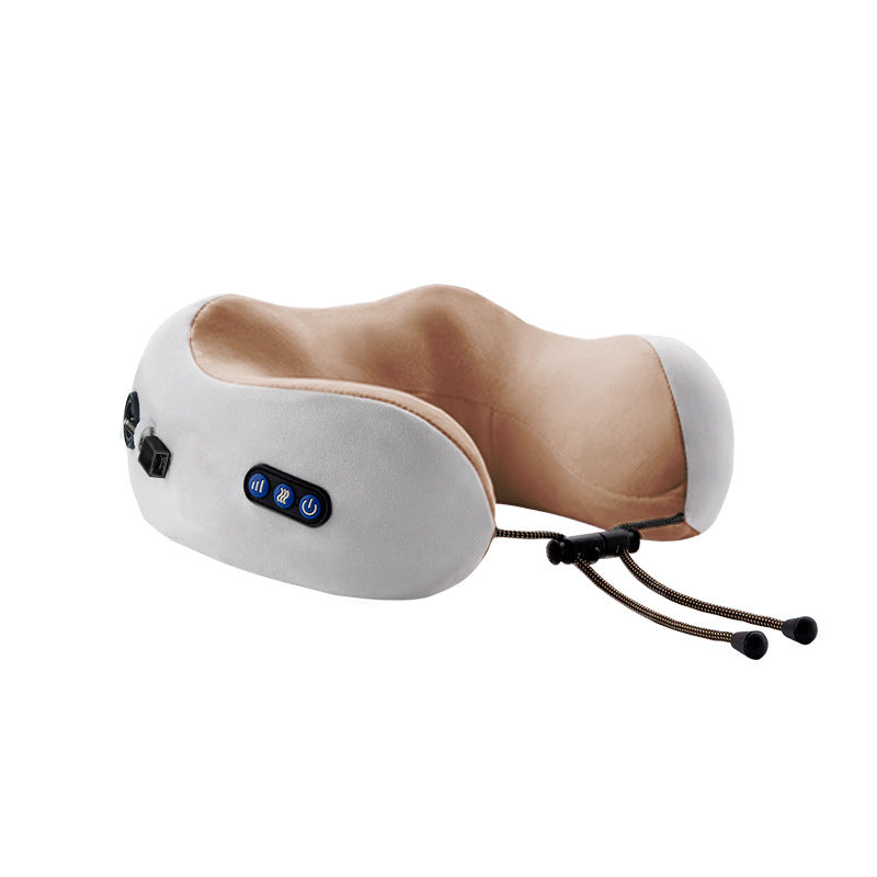 Electric U-Shaped Memory Foam Neck Massager Pillow for Travel & Home | 电动U型记忆棉颈椎按摩枕 (旅行家用两用)