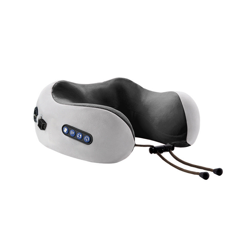 Electric U-Shaped Memory Foam Neck Massager Pillow for Travel & Home | 电动U型记忆棉颈椎按摩枕 (旅行家用两用)